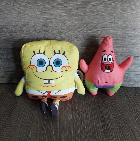 Spongebob Squarepants Set of 2 Plush Toys Spongebob & Patrick 9 & 7 in Tall - Picture 1 of 3